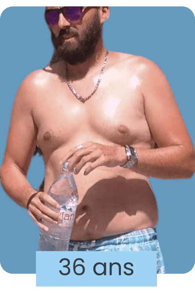homme torse nu en surpoids