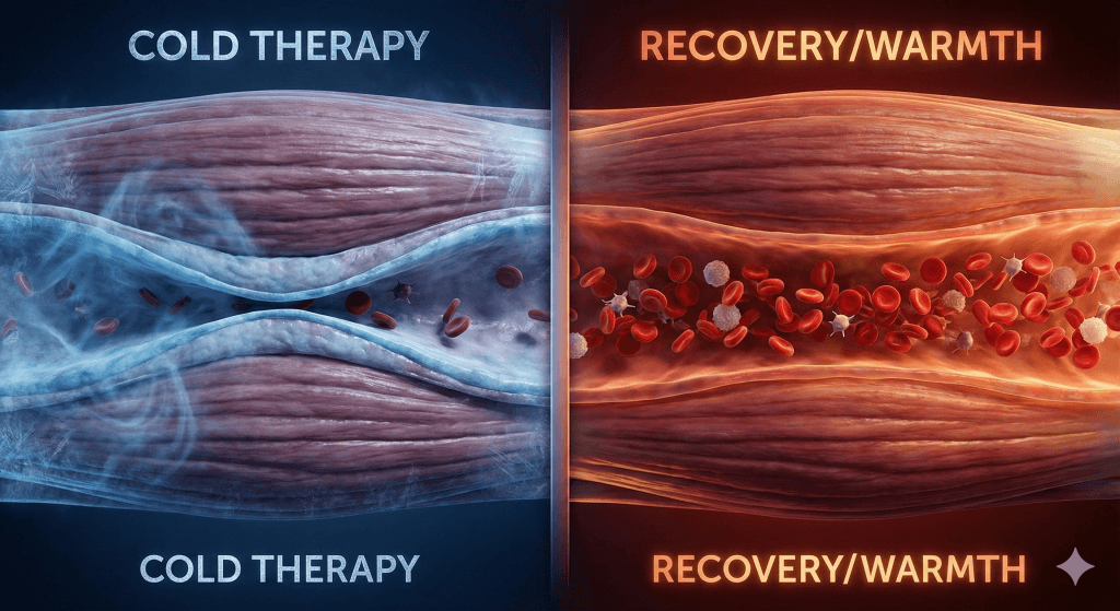 Illustration vasoconstriction versus vasodilatation