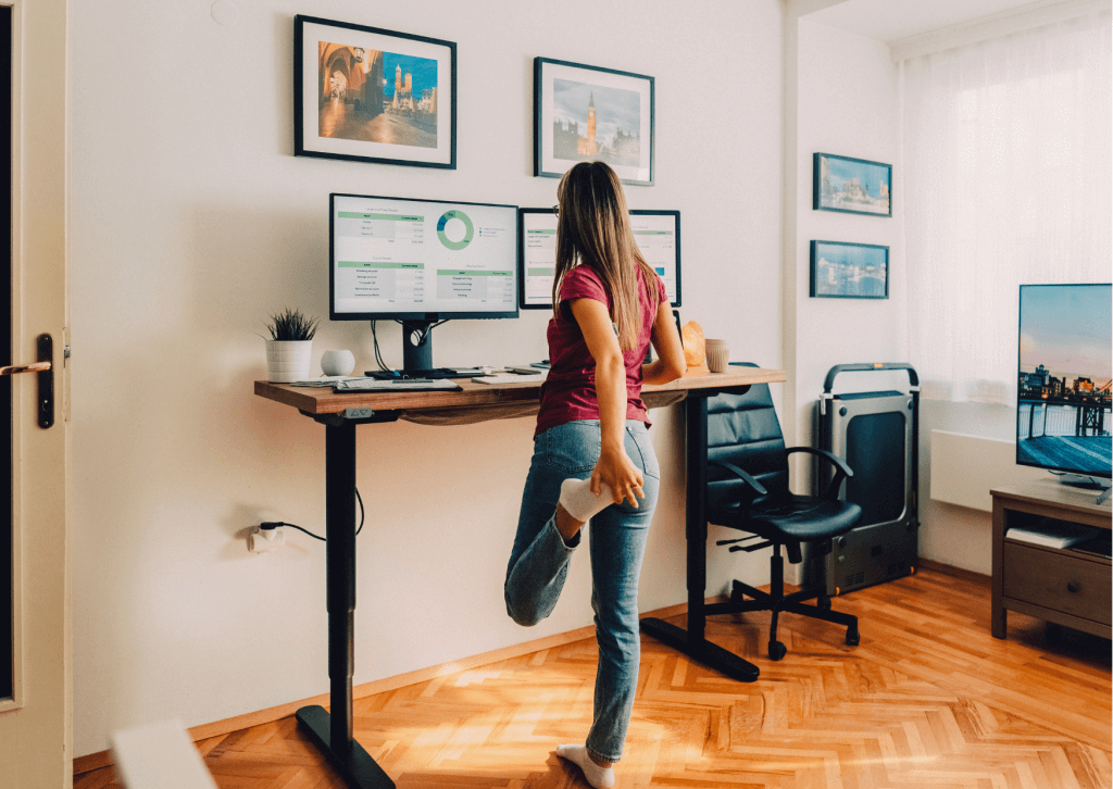 Bureau assis debout et étirements