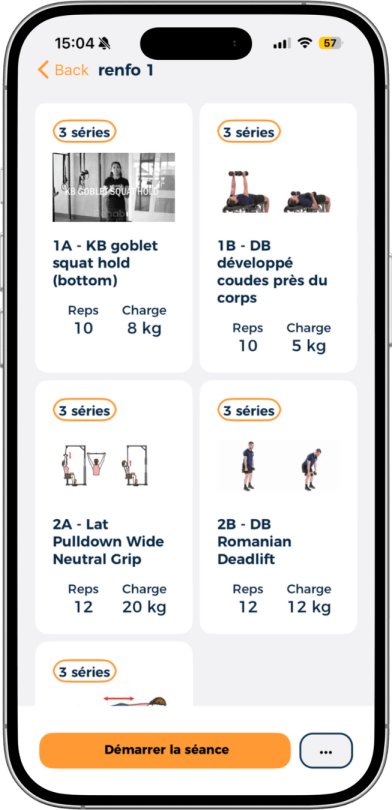 apercu de l'application entrainement
